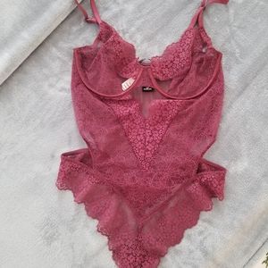 Victoria's Secret Maroon Lace Bodysuit